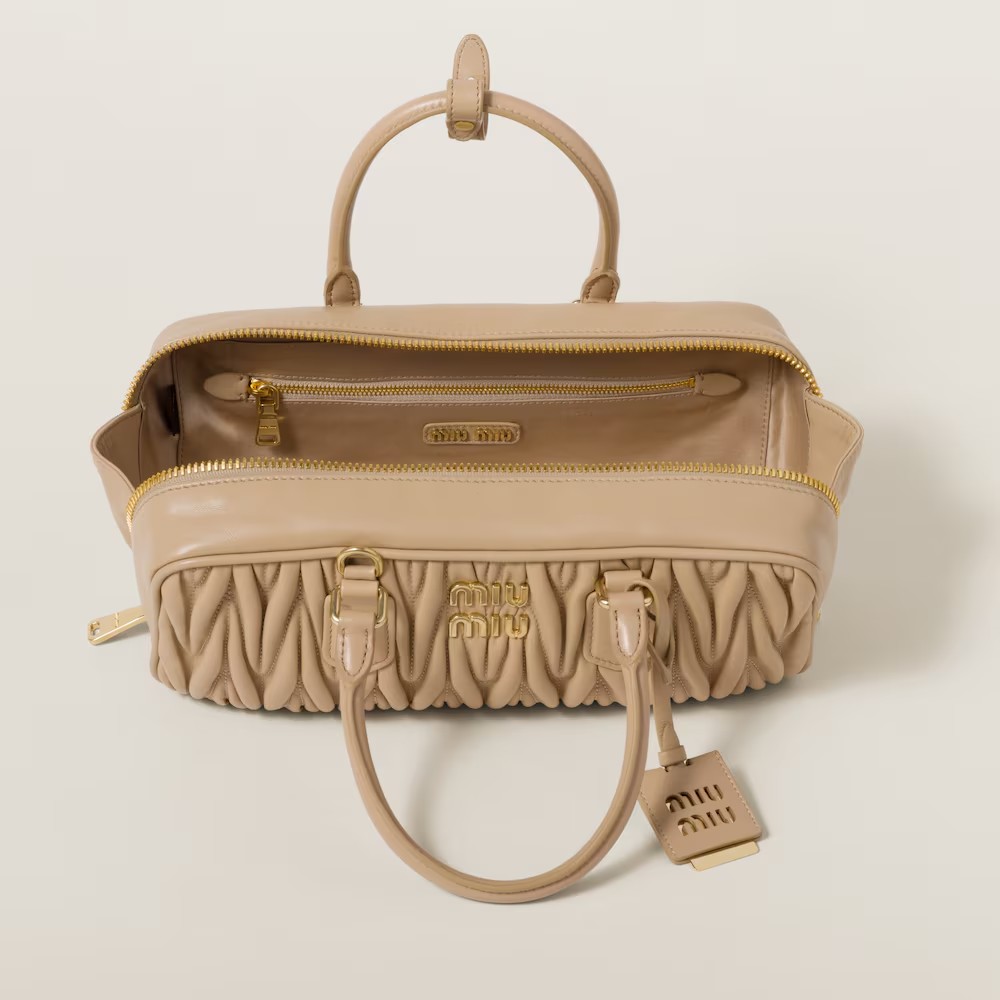 Arcadie Matelassé Large Soft Lamb Leather Handbag Sandy Yellow