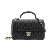 Chanel Mini Flap Bag With Top Hansle In Pearly Lambskin Black