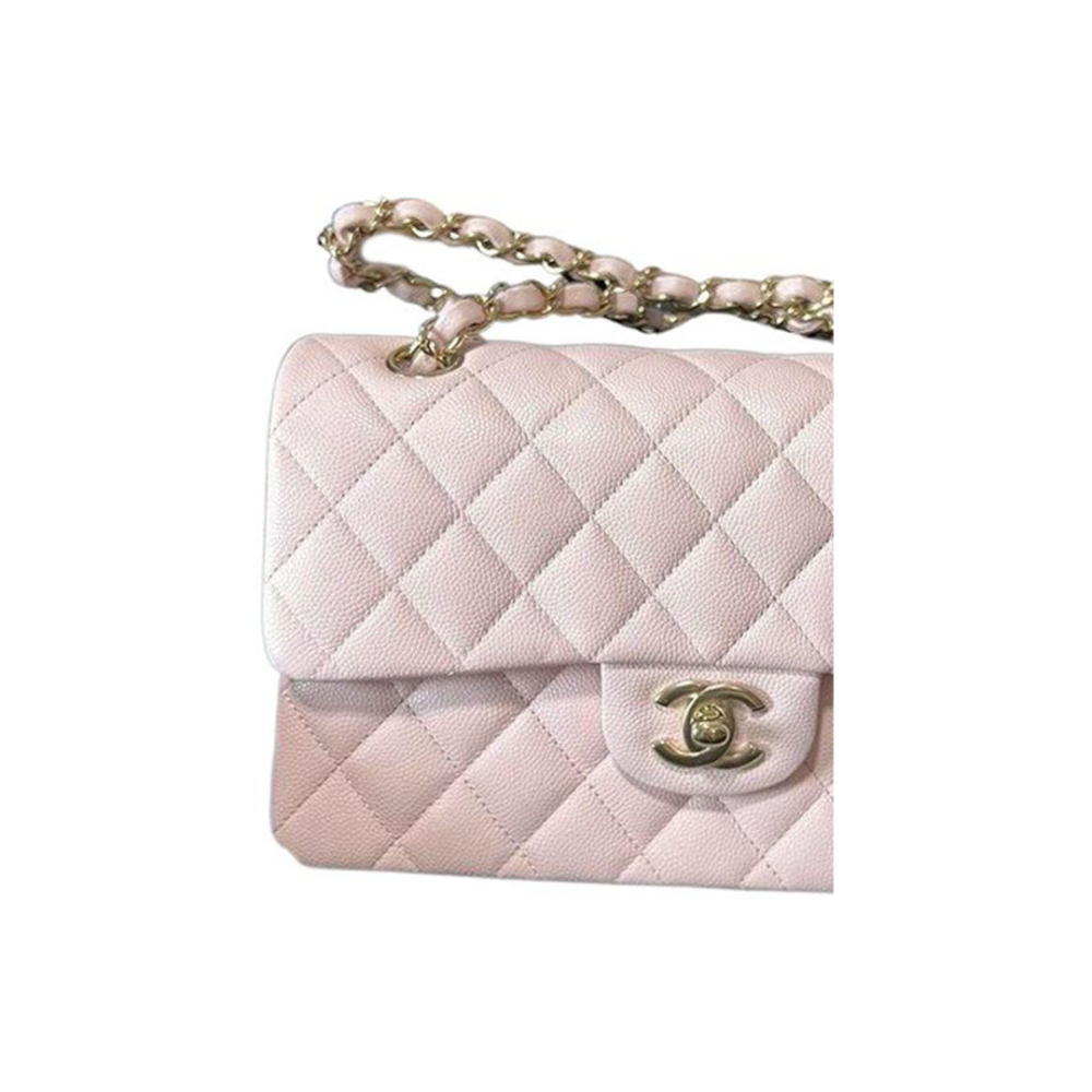 Chanel Grained Calfskin Classic Handbag Pink