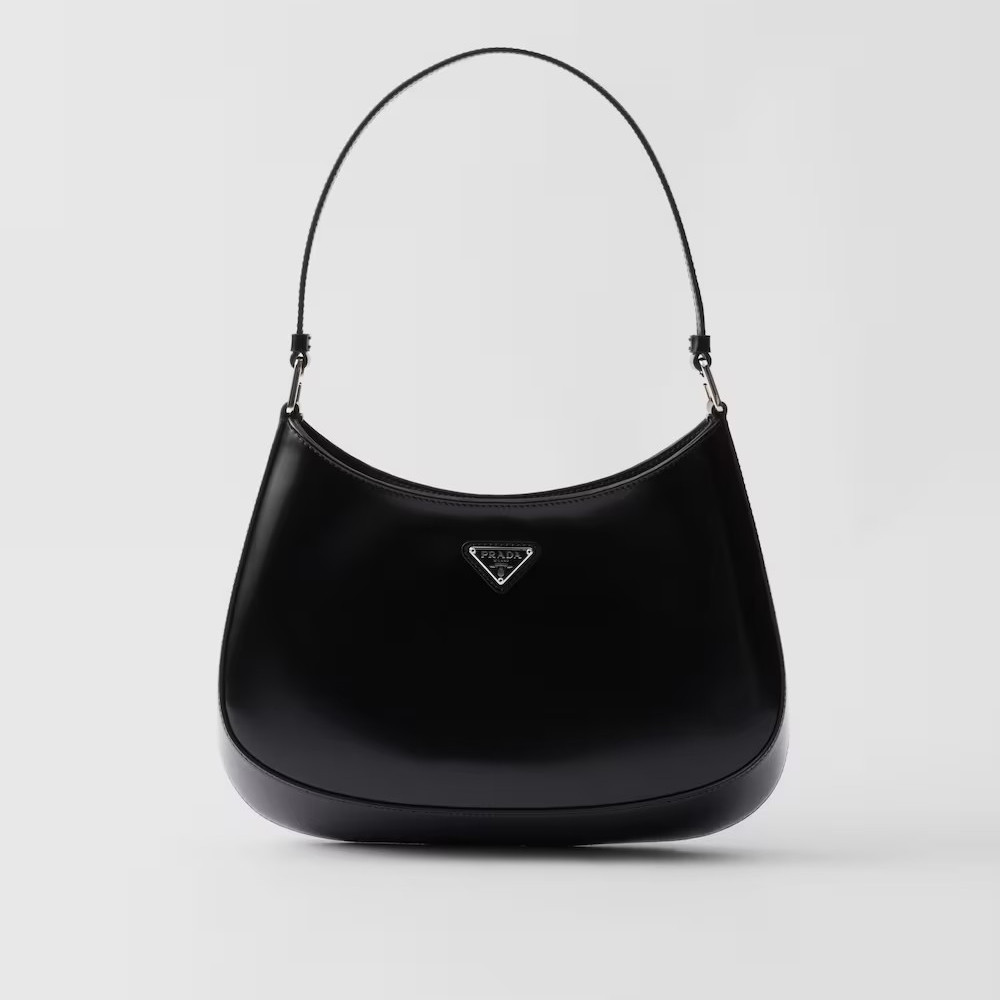 Prada Cleo Glossy Leather Shoulder Bag