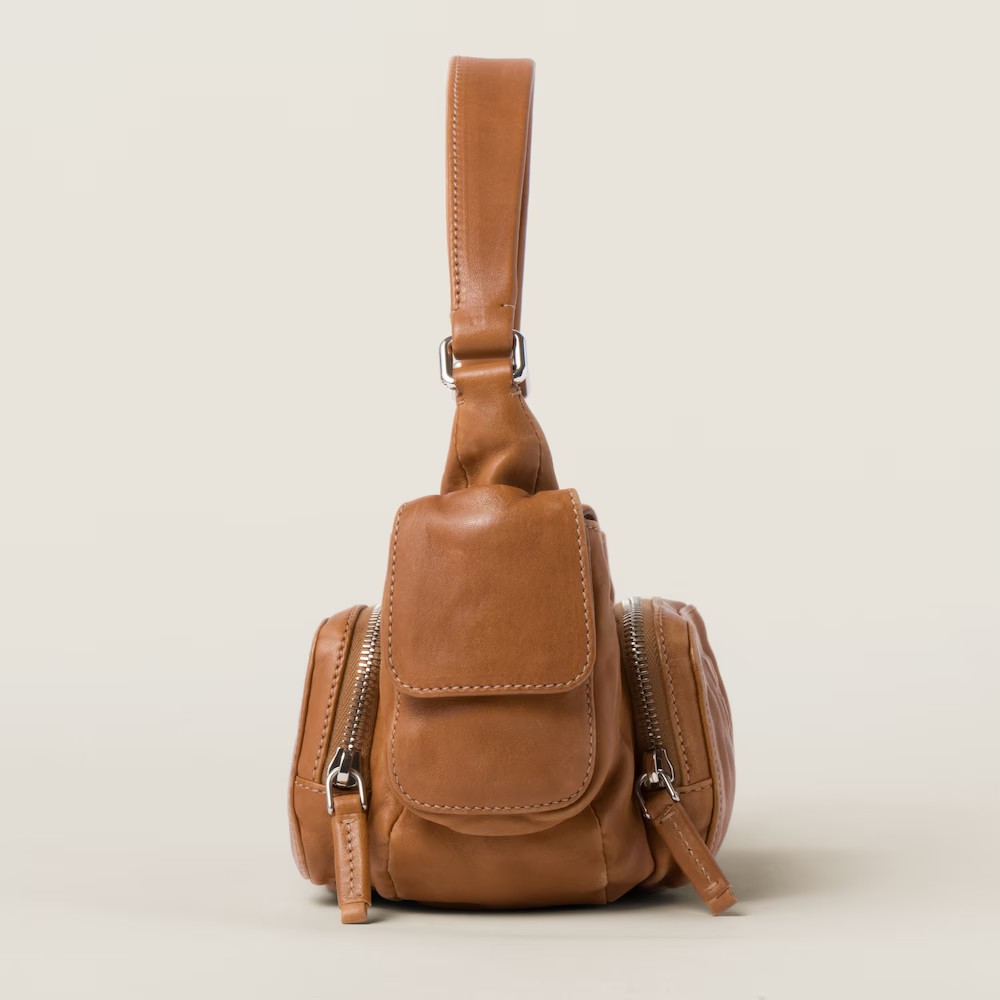 Pocket Nappa Leather Pouch Caramel Color