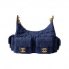 Chanel 25Cwashed Denim Hobo Bag Dark Blue