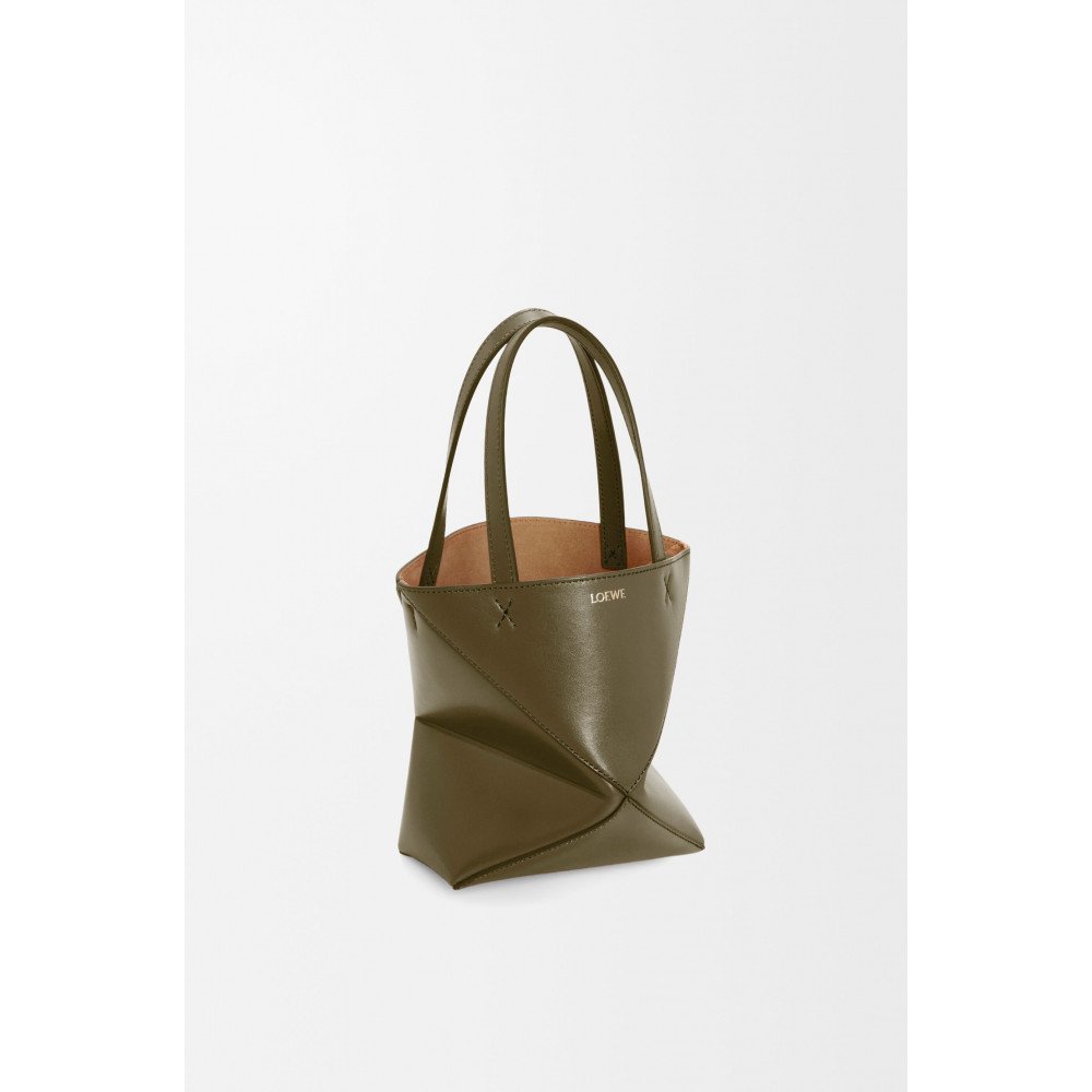 Mini Puzzle Fold Tote In Shiny Calfskin