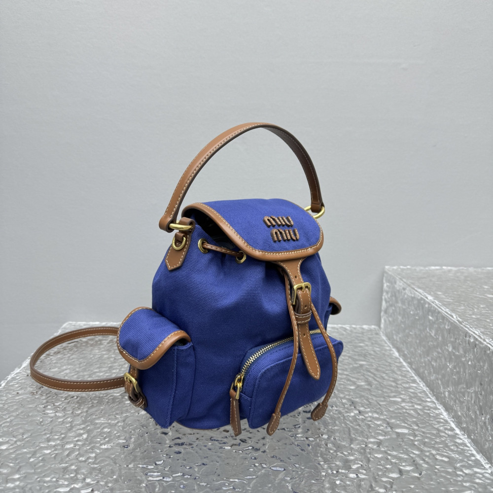 Miumiu Canvas And Leather Backpack