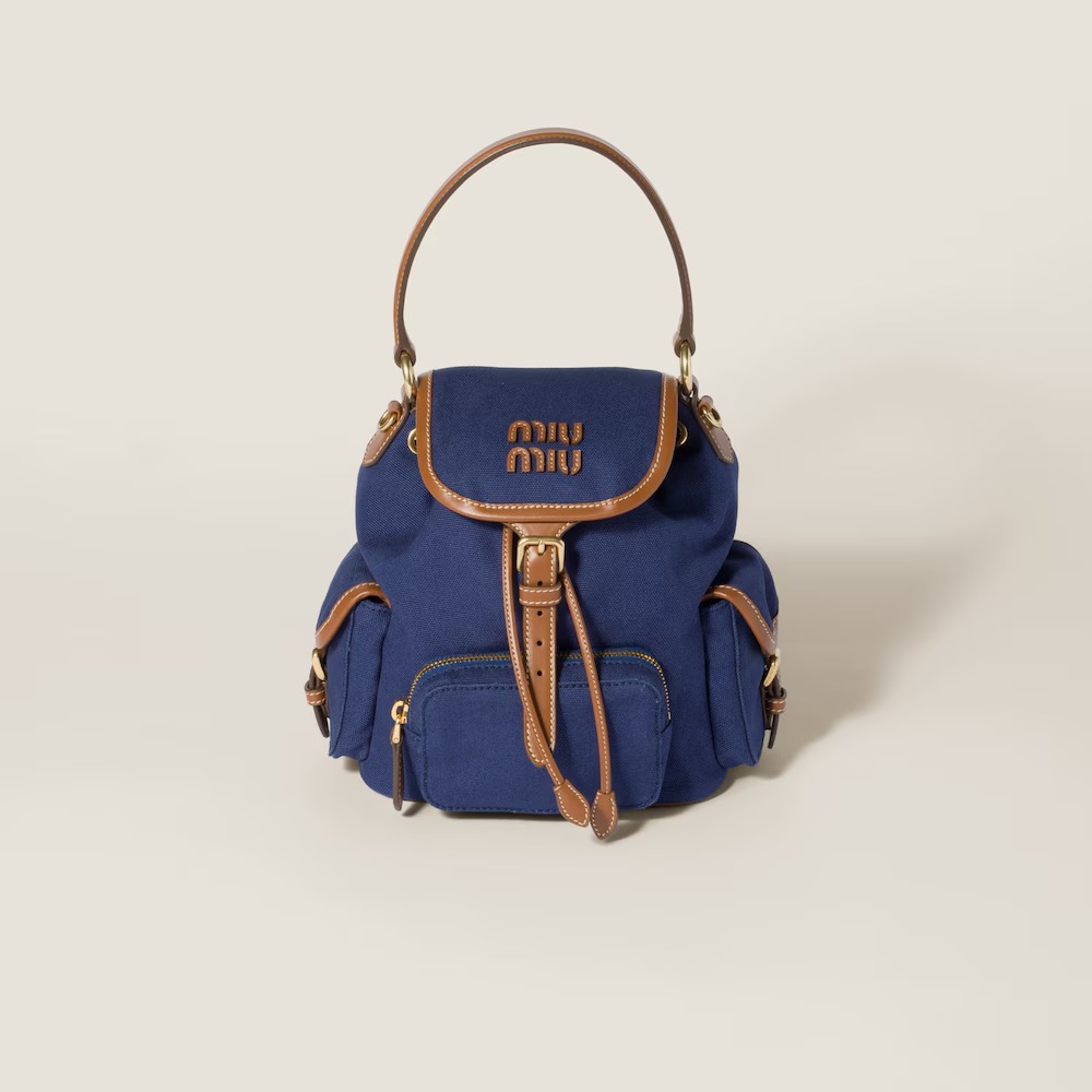 Miumiu Canvas And Leather Backpack