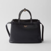 Prada Buckle Medium Leather Double-Belted Handbag