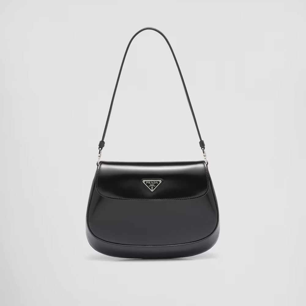 Prada Cleo Small Gloss Leather Flip Shoulder Bag