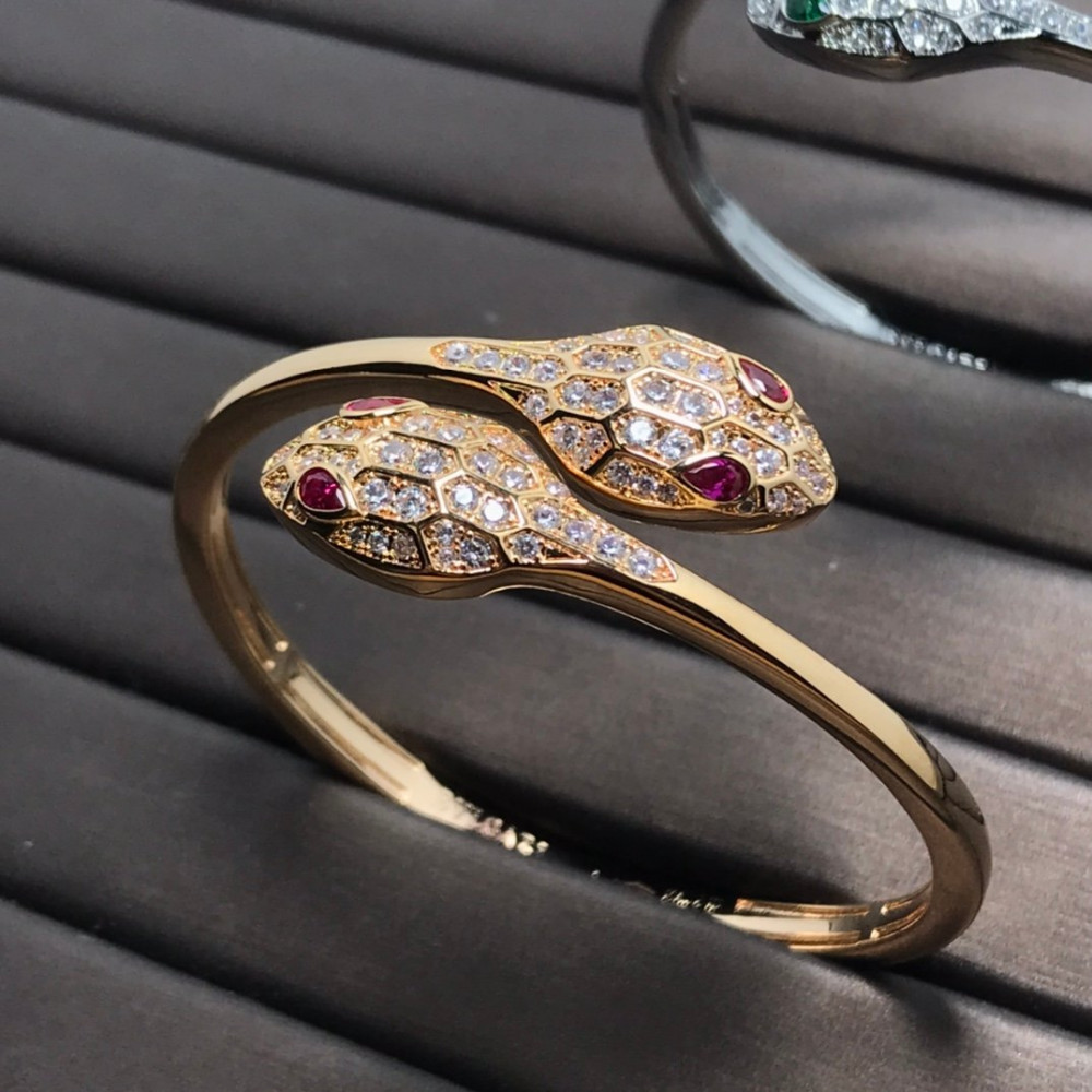 Bvlgari Bangle, Two Snake Head With Diamonds