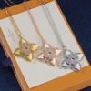 Lv Necklace, Big Flower, With Diamonds, Gold,Rose Gold, Silver