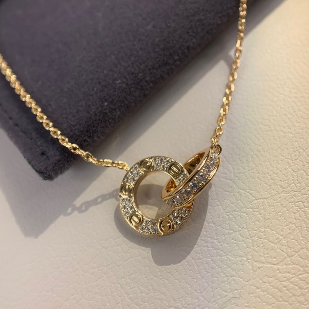 Cartier Necklace, Two Circle, Full Dia