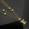 Lv Necklace, Loge And Flower, With Diamonds, Gold