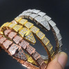 Snake Bangel, 2 Loops, Full Small Diamonds, Medium Size