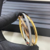 Cartier 3Circle Bangle With Full Diamonds On Silver, Regular Size