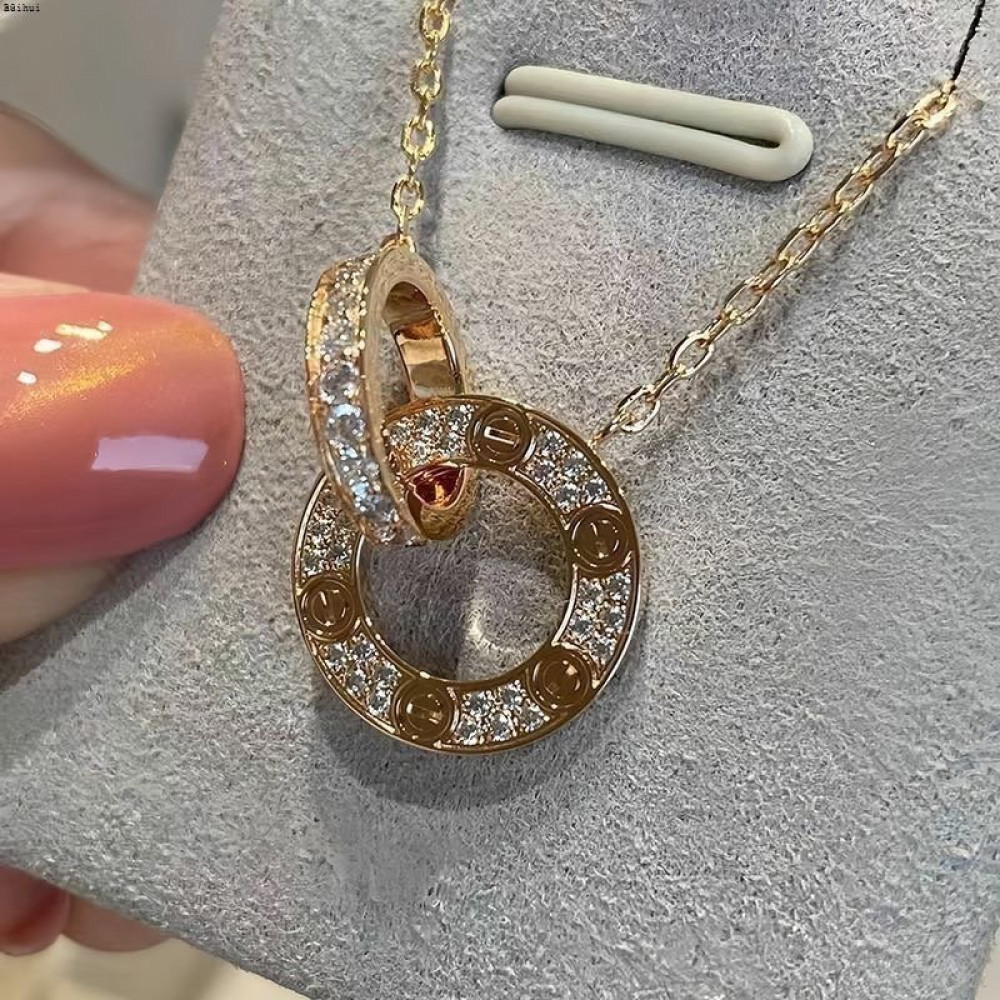 Cartier Necklace, Two Circle, Full Dia