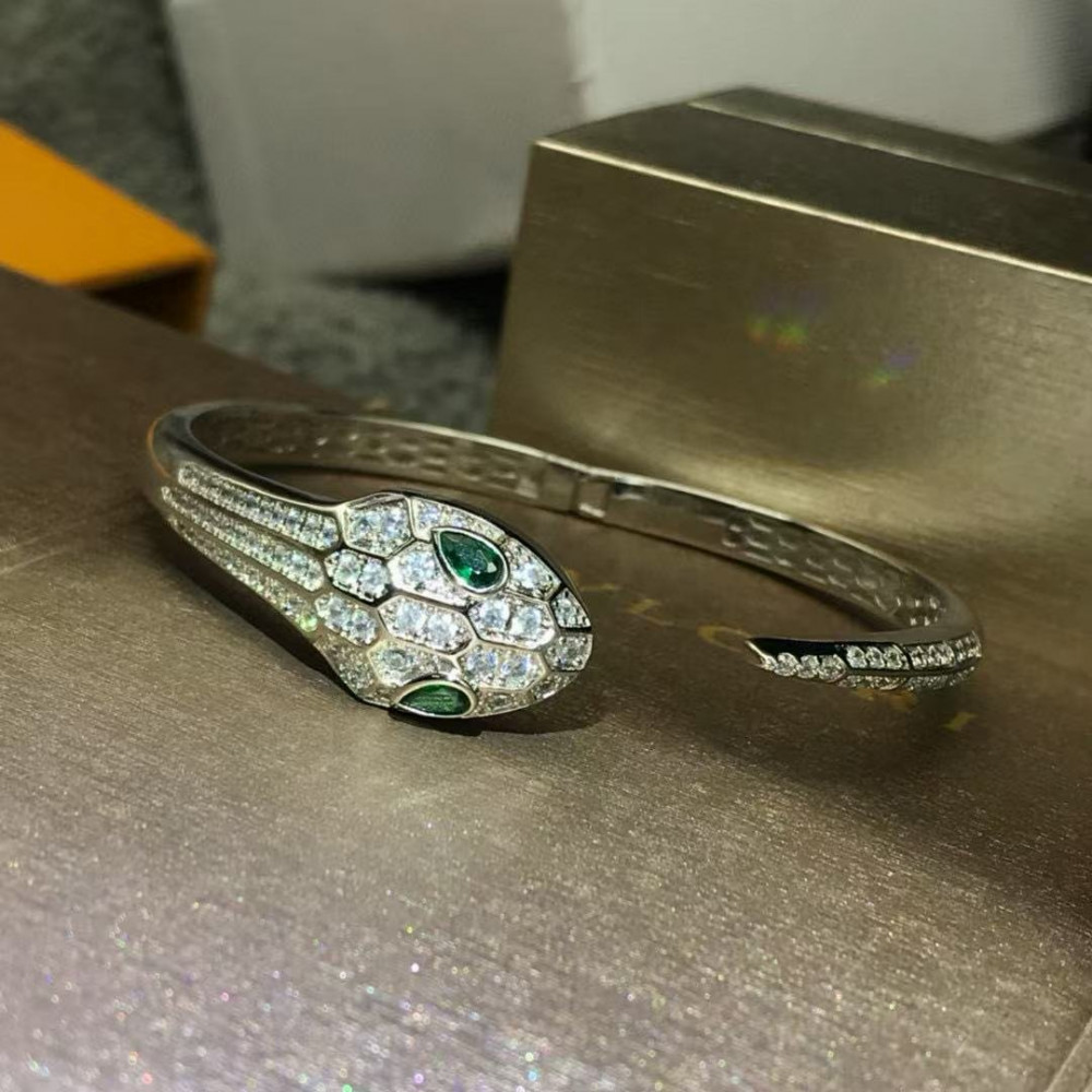 Bvlgari Snake Bangle, Green Eye,