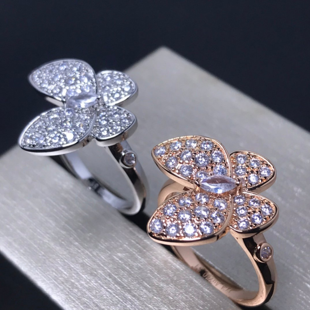 Clover Two Butterfly Rings