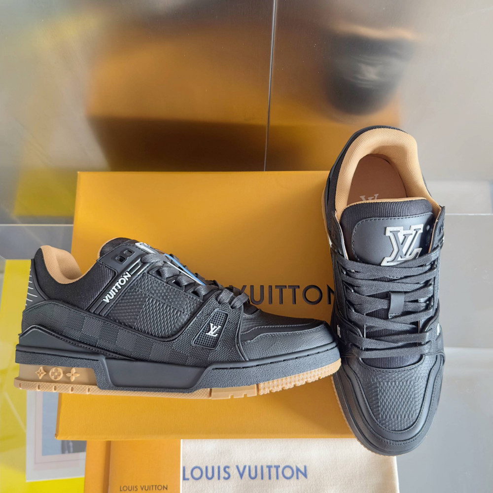 LV Trainer Sneaker Black and Orange-026