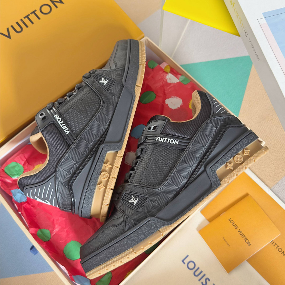 LV Trainer Sneaker Black and Orange-026