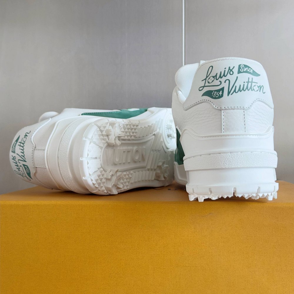 LV Trainer Sneaker Green and White-029