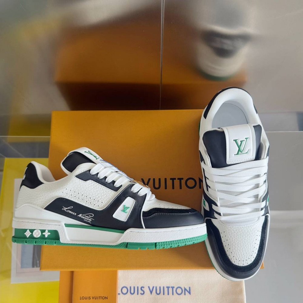 LV Trainer Sneaker Black/White and Green-034
