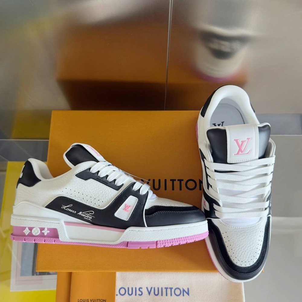 LV Trainer Sneaker Black/White and Pink-033