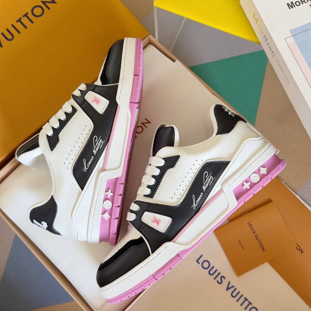 LV Trainer Sneaker Black/White and Pink-033