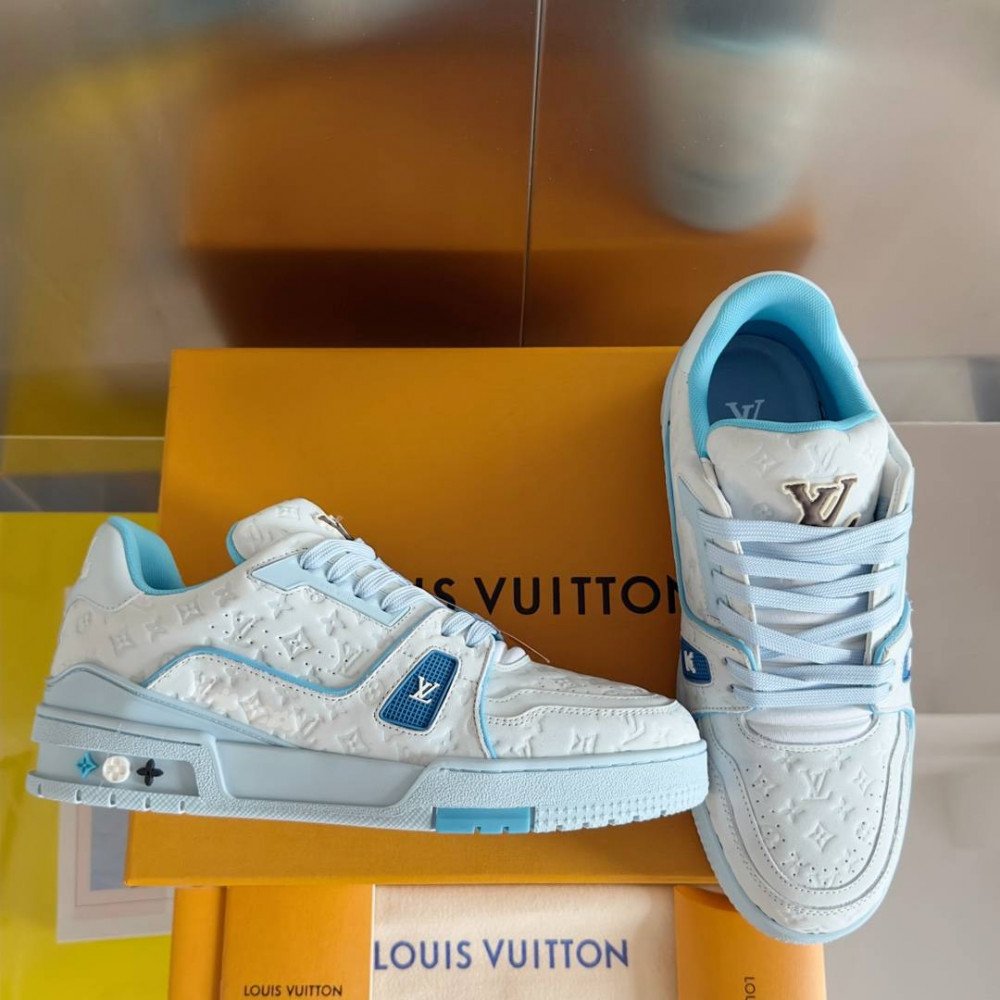 LV Trainer Sneaker Blue and White-054