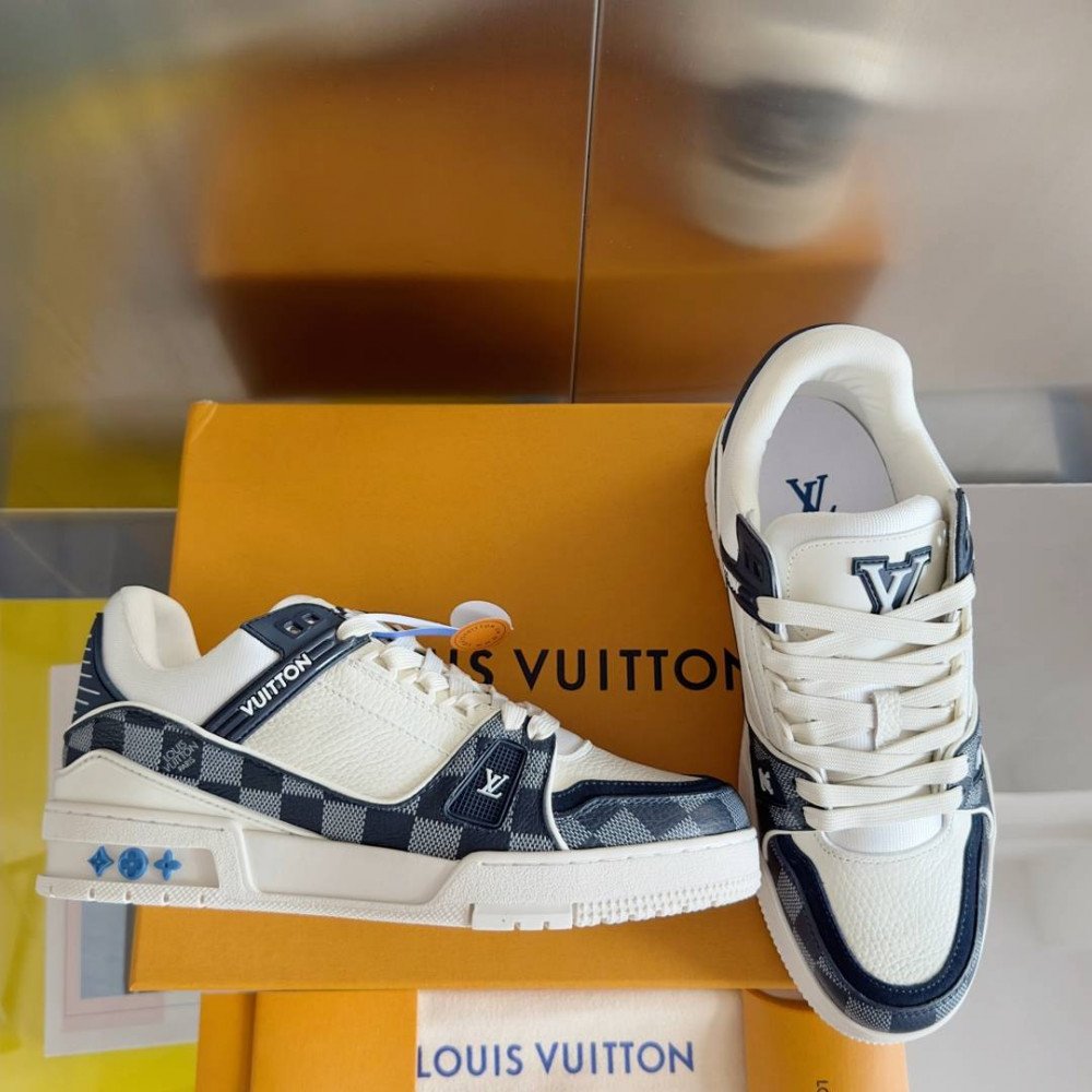 LV Trainer Sneaker Dark Blue and White-056