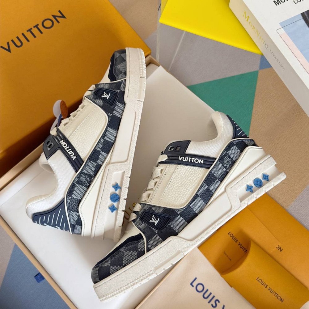LV Trainer Sneaker Dark Blue and White-056
