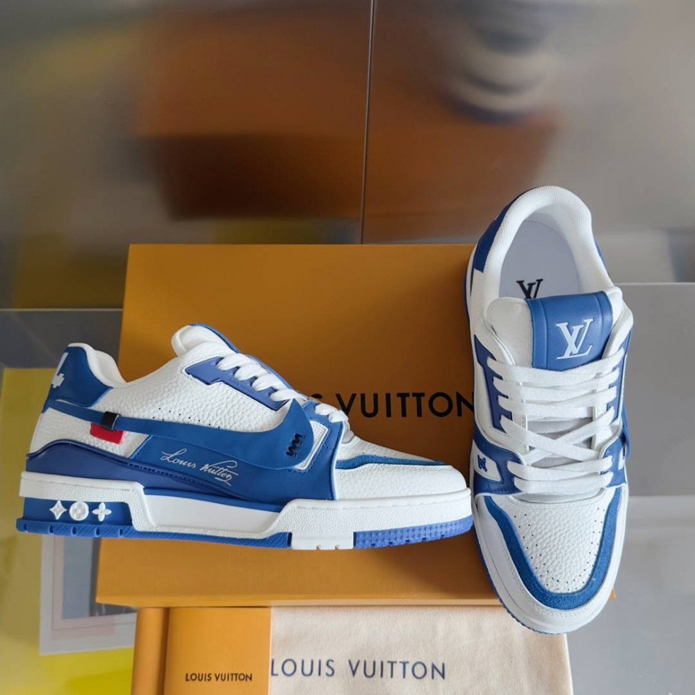 LV Trainer Sneaker Blue and White-060