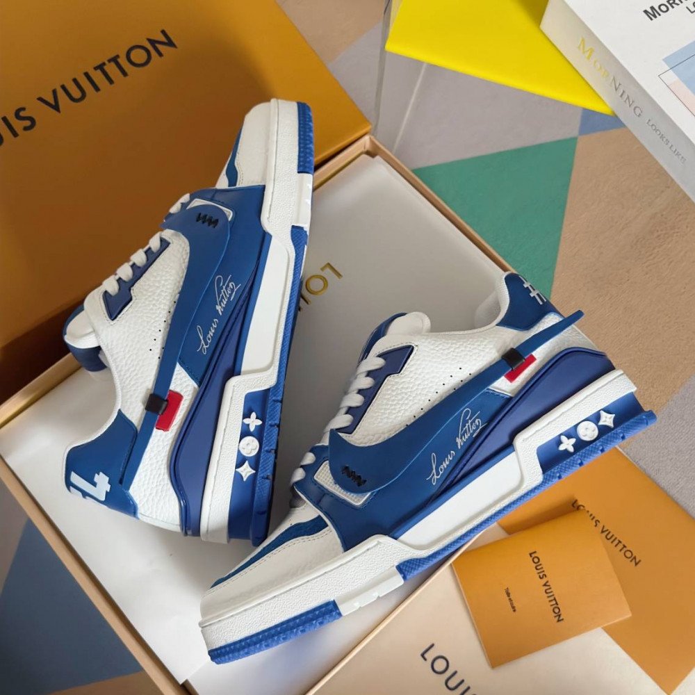 LV Trainer Sneaker Blue and White-060