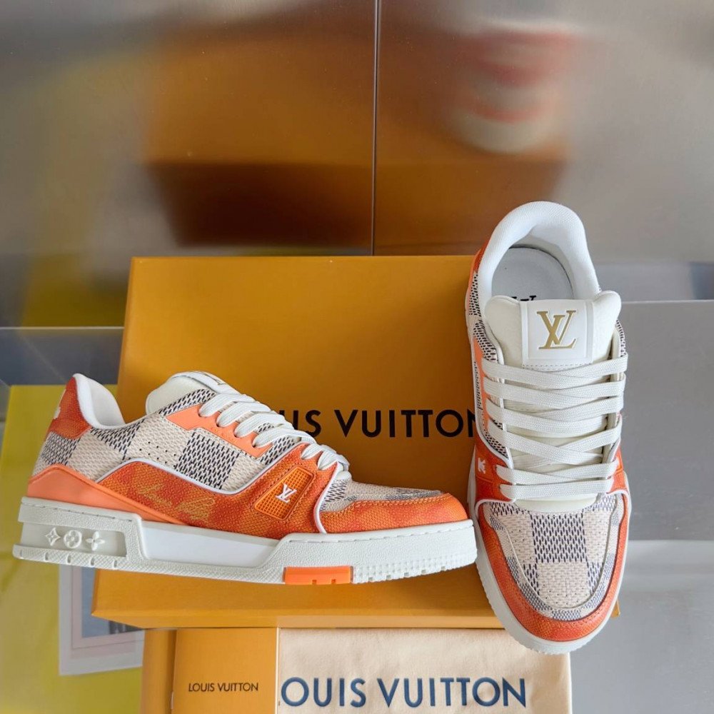LV Trainer Sneaker Orange Checkered-065