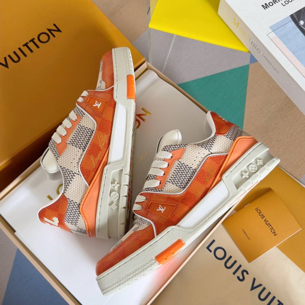 LV Trainer Sneaker Orange Checkered-065