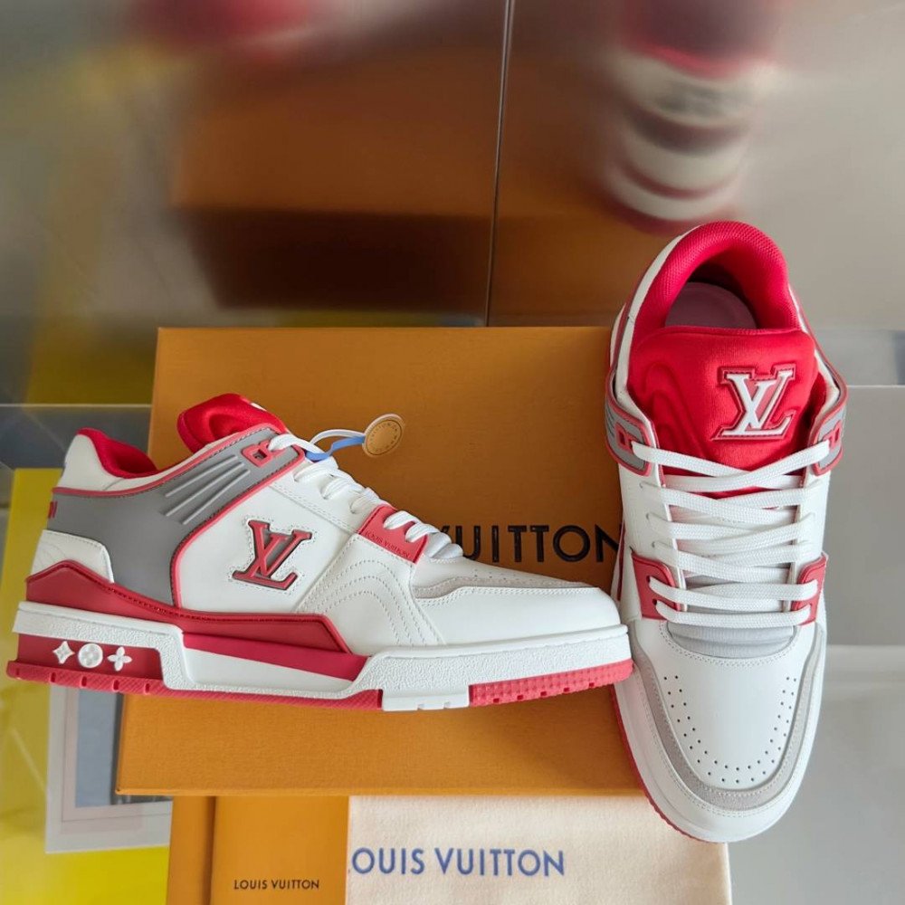 LV Trainer Sneaker Red and White-067