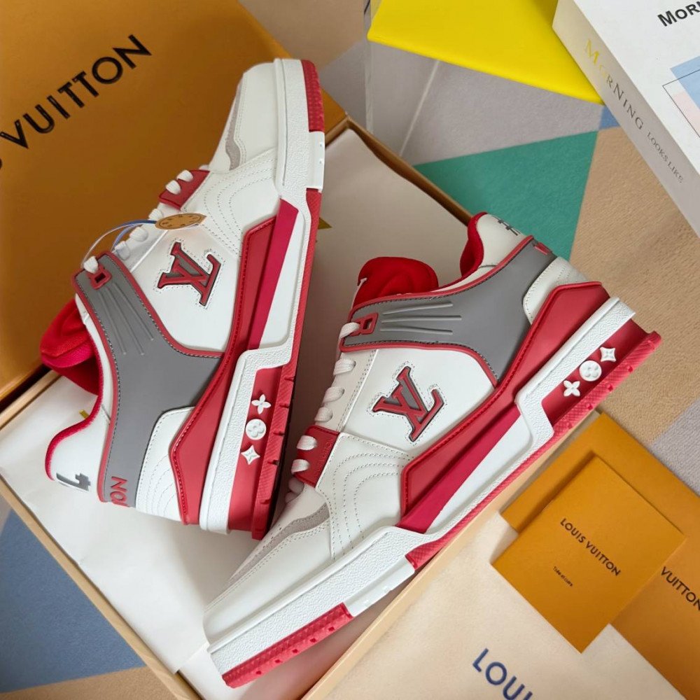 LV Trainer Sneaker Red and White-067