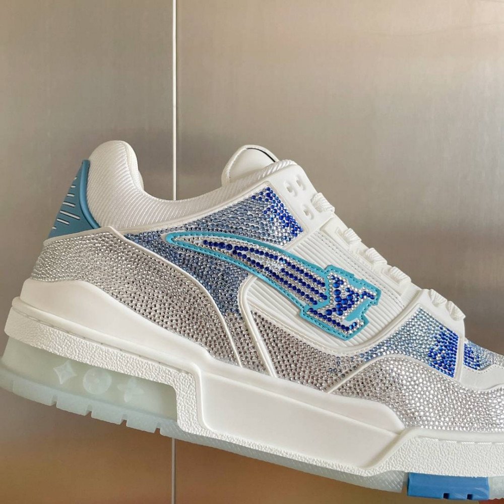 LV Trainer Sneaker Diamond Blue and White-074