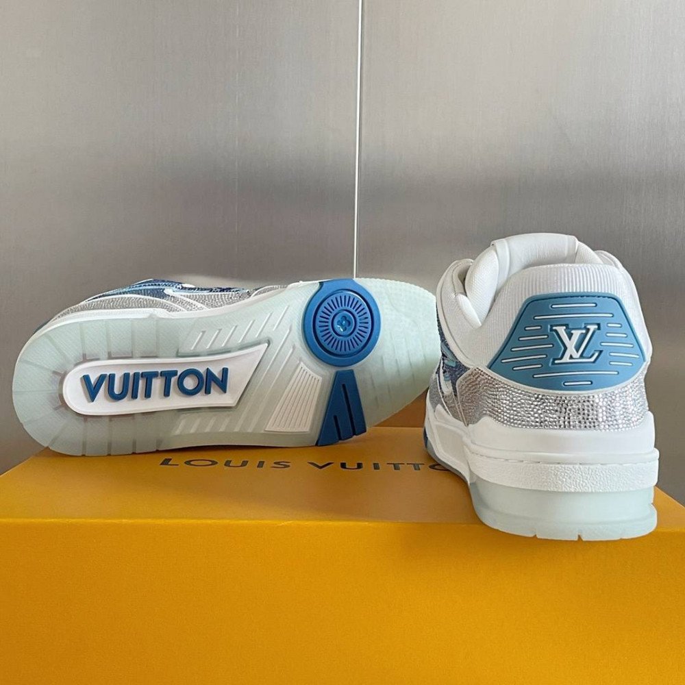 LV Trainer Sneaker Diamond Blue and White-074