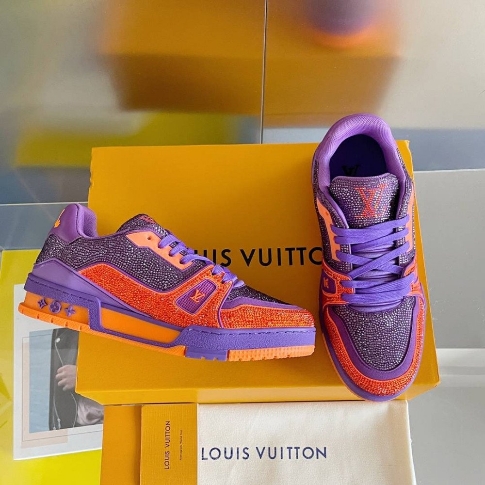 LV Trainer Sneaker Diamond Purple and Orange-076