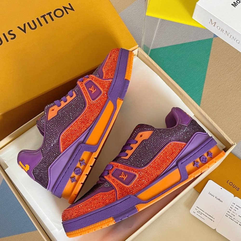 LV Trainer Sneaker Diamond Purple and Orange-076