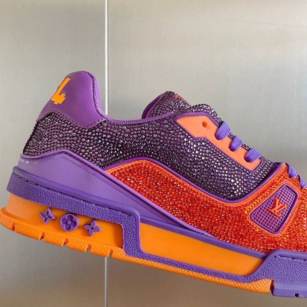 LV Trainer Sneaker Diamond Purple and Orange-076