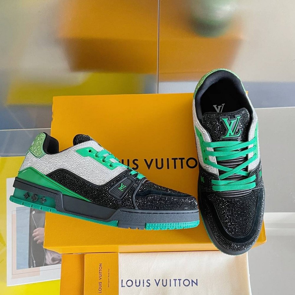 LV Trainer Sneaker Diamond Silver and Black-078