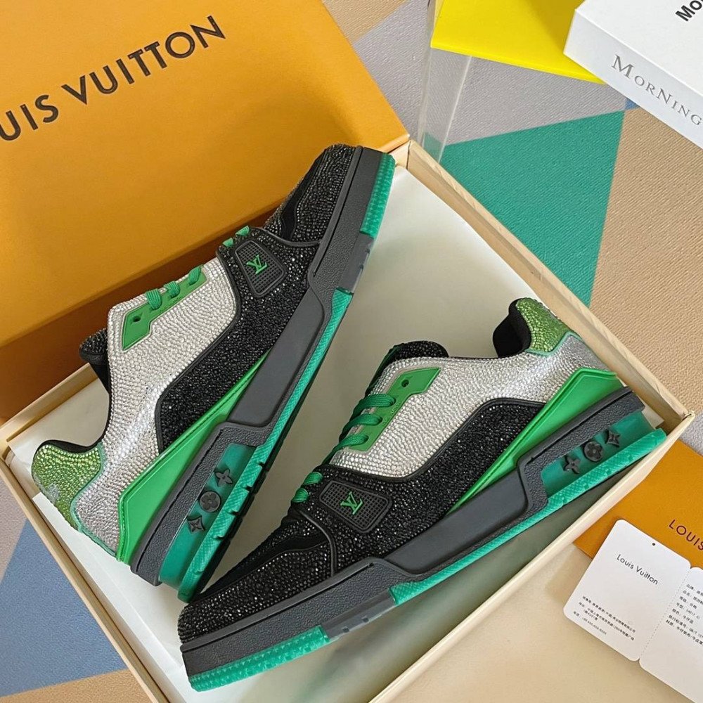 LV Trainer Sneaker Diamond Silver and Black-078