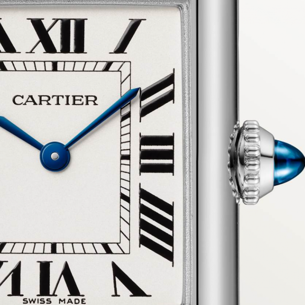 Cartier Watch Tank Must Silver And Blue Pointer Belt Cartier Watch Tank Must Silver And Blue Pointer Belt