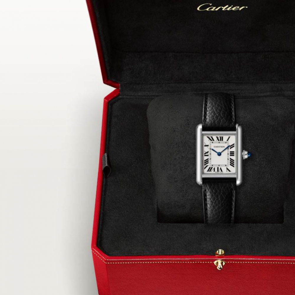 Cartier Watch Tank Must Silver And Blue Pointer Belt Cartier Watch Tank Must Silver And Blue Pointer Belt