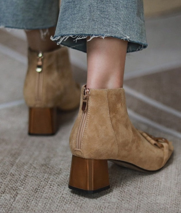Modest Diamond Zipper Ankle Boots