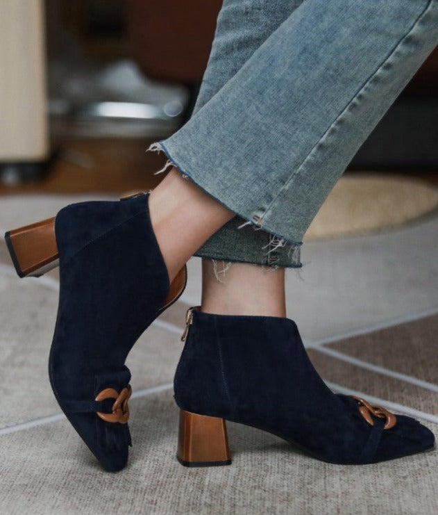 Modest Diamond Zipper Ankle Boots