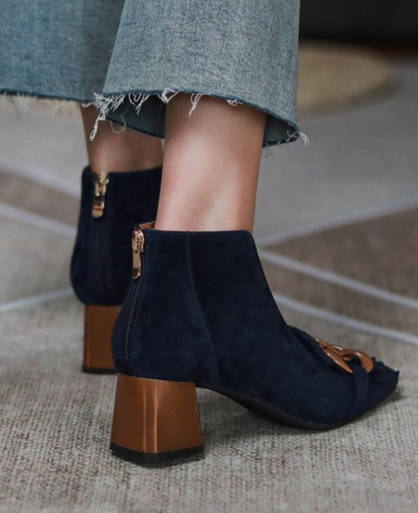 Modest Diamond Zipper Ankle Boots