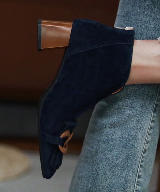 Modest Diamond Zipper Ankle Boots