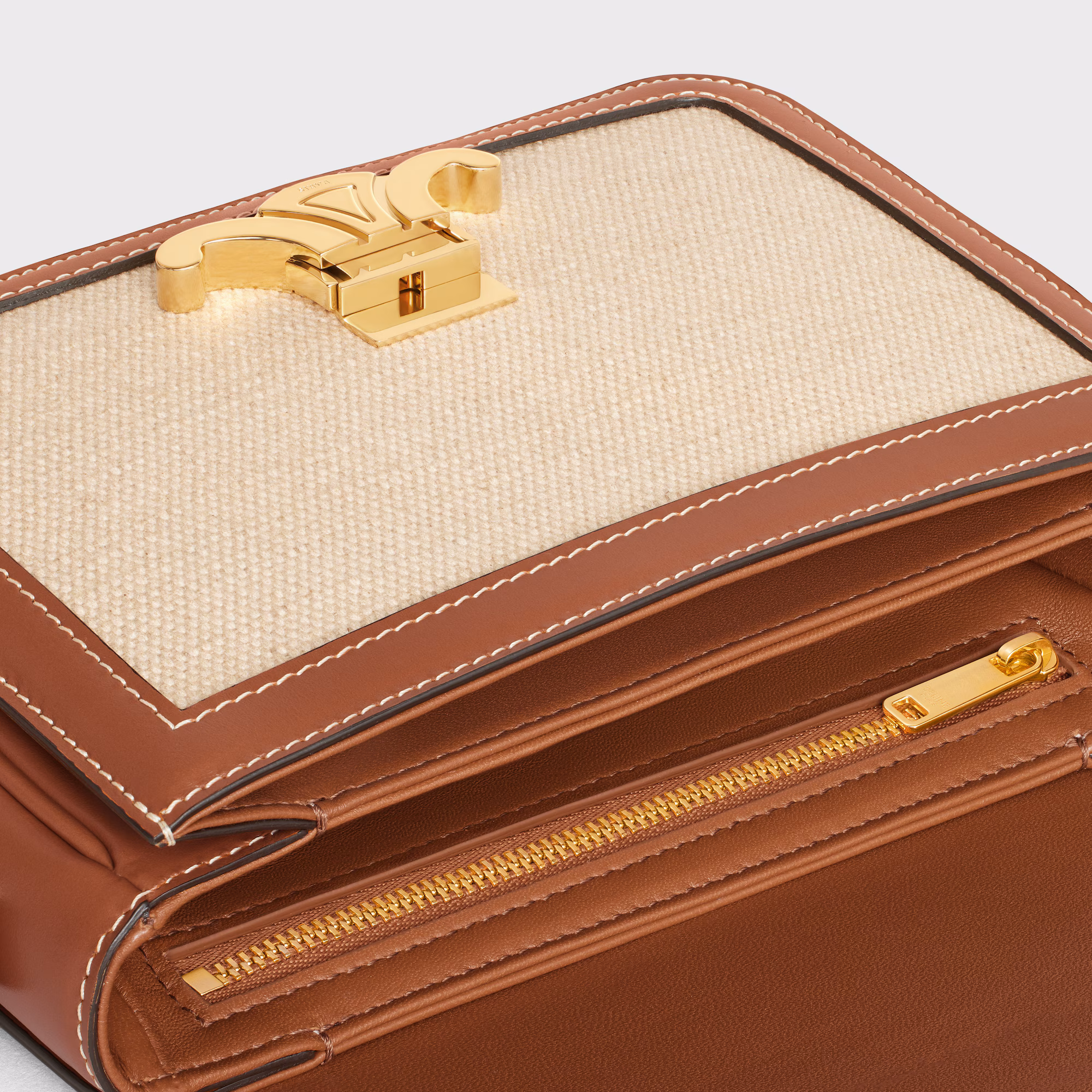 Teen Triomphe Bag In Textile And Calfskin