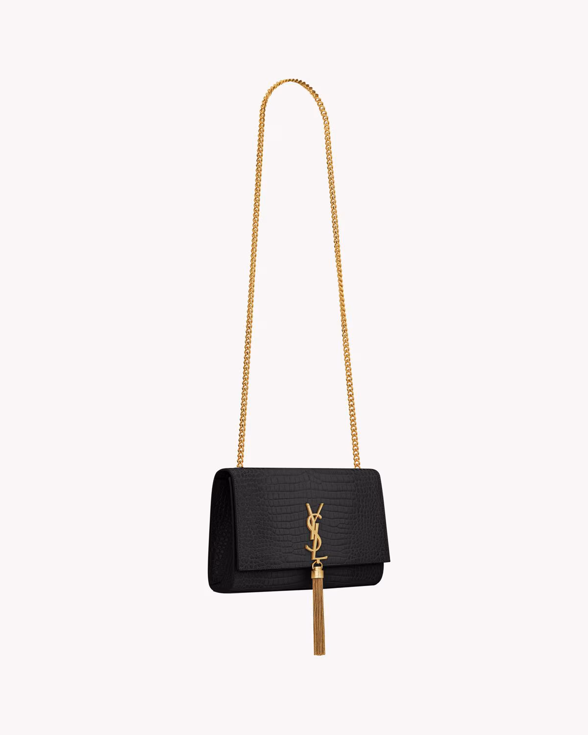 Kate Medium Tassel In Crocodile-Embossed Leather